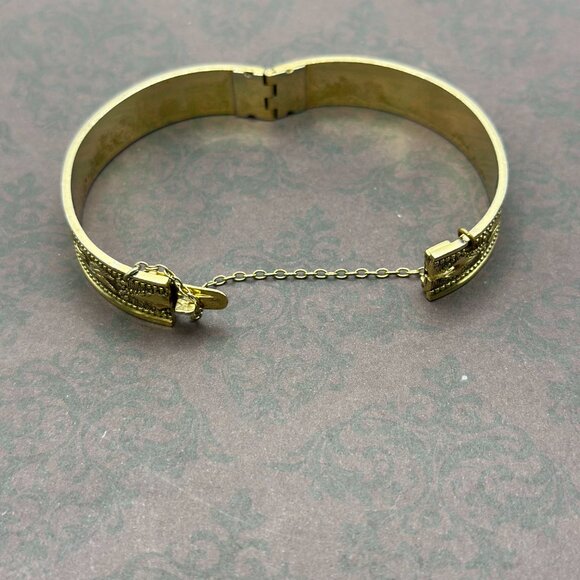 VTG Whiting & Davis 1950s Gold-Tone Hinged Cuff Bracelet - Picture 9 of 15